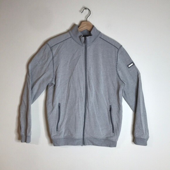 Bugatti mens grey lightweight cotton pique full zip cardigan jacket size large